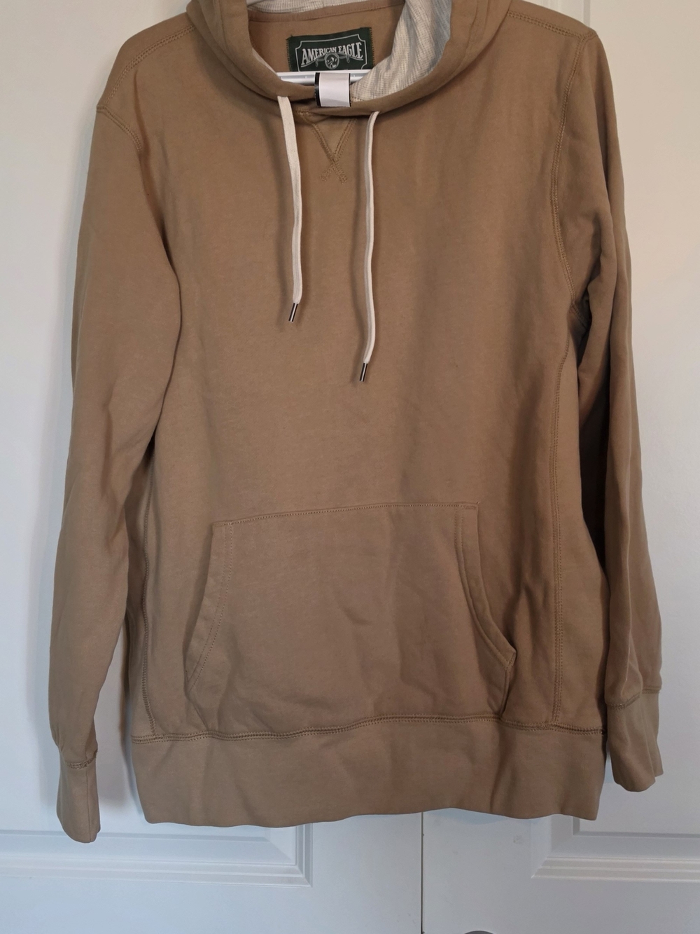American Eagle Outfitters Men's Tan Drawstring Pullover Hoodie